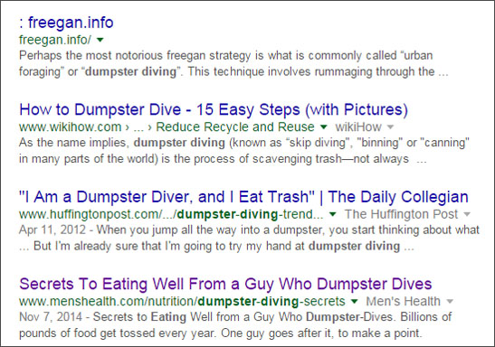 dumpster eating Google Search