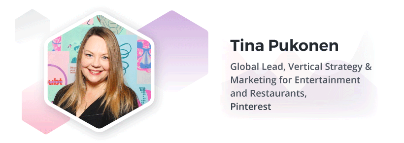 Head shot of Tina Pukonen, Pinterest's Global Lead, Vertical Strategy & Marketing for Entertainment and Restaurants